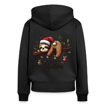 Faultier Sloth I'm dreaming of a slow Christmas - Women's Premium Organic Zip Hoodie - black - Back - Julia (174cm)