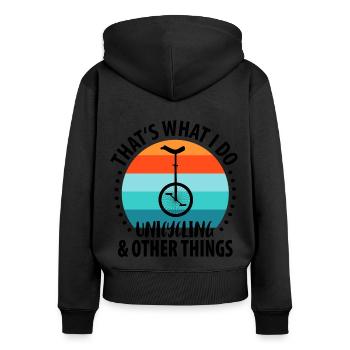 Einrad Einradfahrer Einradfahrerin - Frauen Premium Bio Zip Hoodie - Schwarz - Hinten - Julia (174cm)