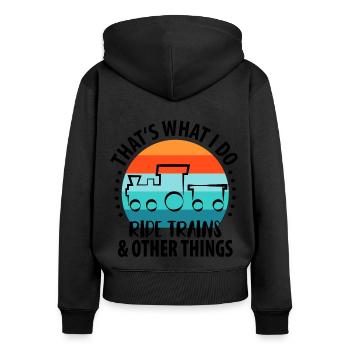 Train Railway Railway Trains Train drivers - Women's Premium Organic Zip Hoodie - black - Back - Julia (174cm)