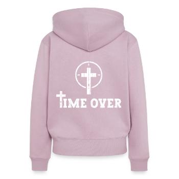 Jesus Christ Is Coming Soon - Time Is Over - Women's Premium Organic Zip Hoodie - dusky pink - Back - Julia (174cm)