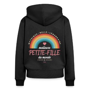 Meilleure petite fille du monde - Sweat à capuche zippé Premium bio Femme - noir - Dos - Julia (174cm)