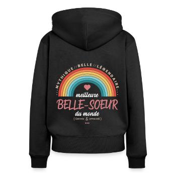 Meilleure belle soeur du monde - Sweat à capuche zippé Premium bio Femme - noir - Dos - Julia (174cm)