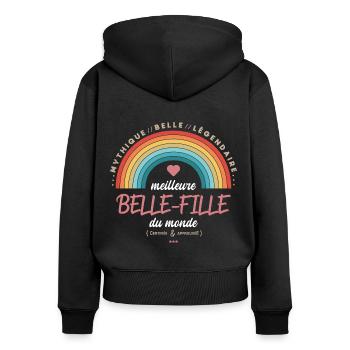 Meilleure belle fille du monde - Sweat à capuche zippé Premium bio Femme - noir - Dos - Julia (174cm)