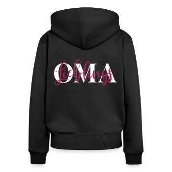 Lieblingsoma - Farben veränderbar - Liebe - Oma - Frauen Premium Bio Zip Hoodie - Schwarz - Hinten - Julia (174cm)