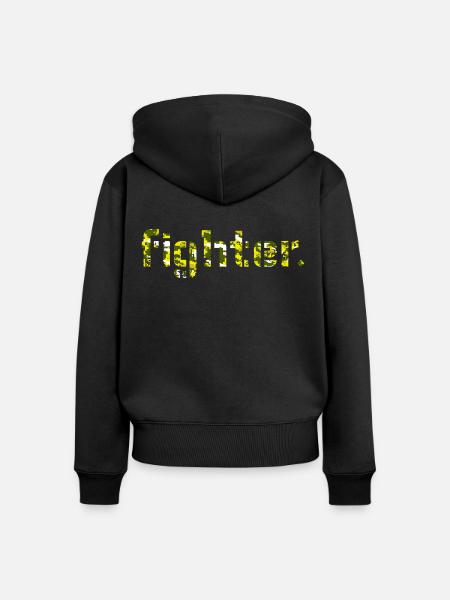 fighter. camouflage gelb - Frauen Premium Bio Zip Hoodie - Schwarz