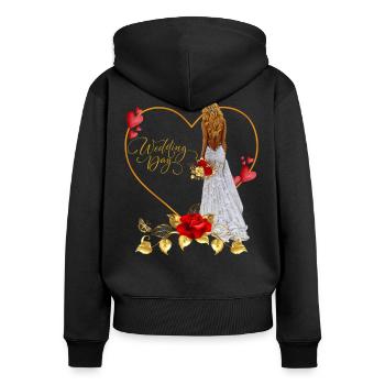 Red Rose Wedding Day - Women's Premium Organic Zip Hoodie - black - Back - Julia (174cm)