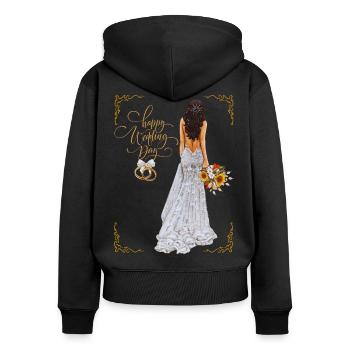 Happy Wedding Day - Women's Premium Organic Zip Hoodie - black - Back - Julia (174cm)