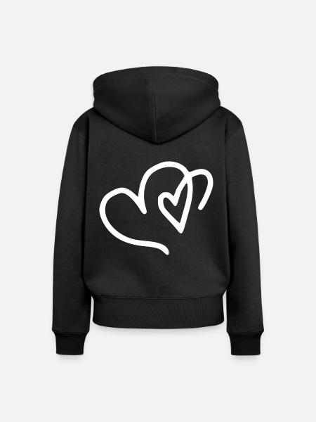 Herz Emoji Skizze - Frauen Premium Bio Zip Hoodie - Schwarz