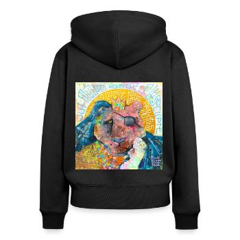Pilgrim Lion - Women's Premium Organic Zip Hoodie - black - Back - Julia (174cm)
