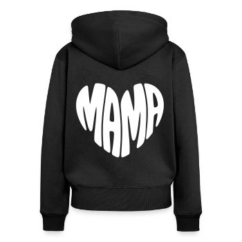 Maman en forme de coeur Mère en forme de coeur Cadeau de fête des mères - Sweat à capuche zippé Premium bio Femme - noir - Dos - Julia (174cm)