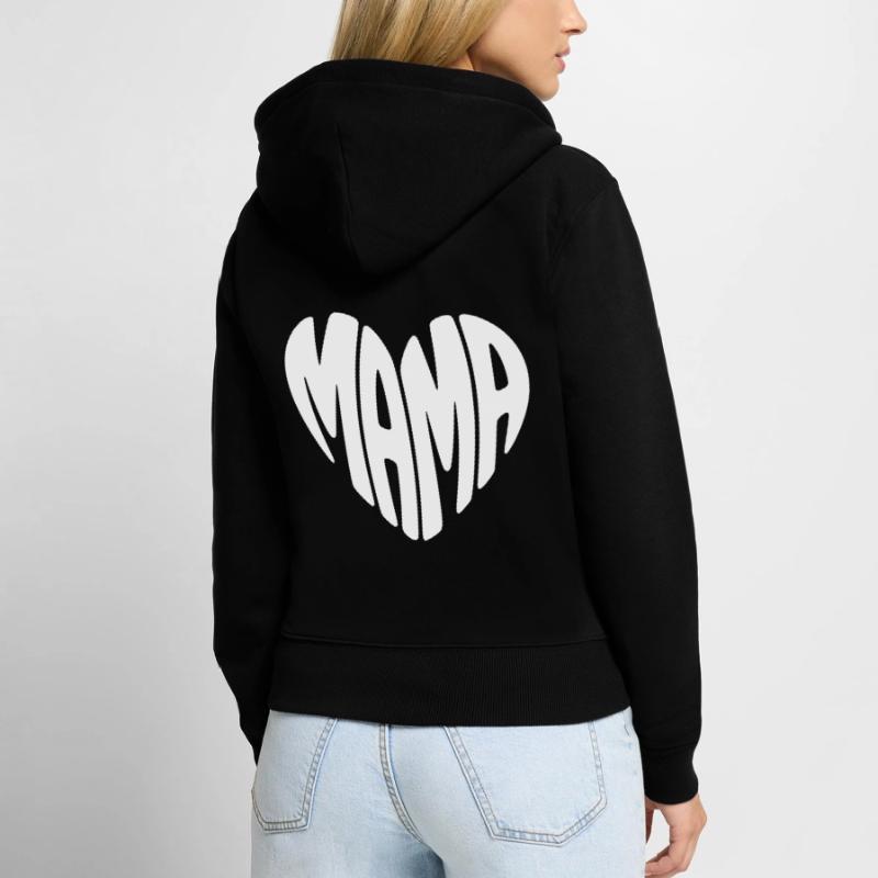 Mama Herz Form Mutter Herzform Muttertag Geschenk Frauen Premium Bio Zip Hoodie
