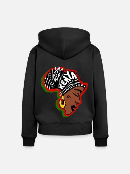 Kenia Keniaanse Vrouw Patroon Vlag Afrika Kaart - Vrouwen Premium Bio ziphoodie - zwart