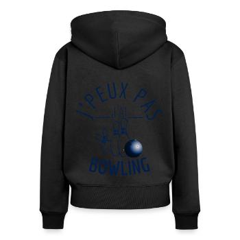 J'peux pas J'ai Bowling - Sweat à capuche zippé Premium bio Femme - noir - Dos - Julia (174cm)