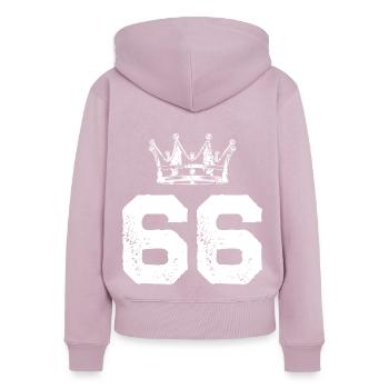 66 Number crown - Women's Premium Organic Zip Hoodie - dusky pink - Back - Julia (174cm)