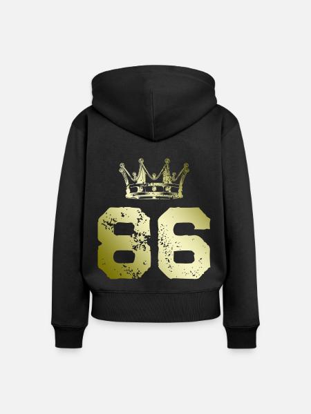 86 Zahl Krone - Frauen Premium Bio Zip Hoodie - Schwarz