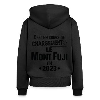 2023 Mont Fuji Japon Montagne Asie - Sweat à capuche zippé Premium bio Femme - noir - Dos - Julia (174cm)