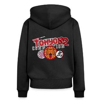 Tokyo Connection 82 (Nippon Tigers) 01 - Frauen Premium Bio Zip Hoodie - Schwarz - Hinten - Julia (174cm)