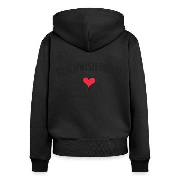T-shirt cœur de frère et sœur - Sweat à capuche zippé Premium bio Femme - noir - Dos - Julia (174cm)