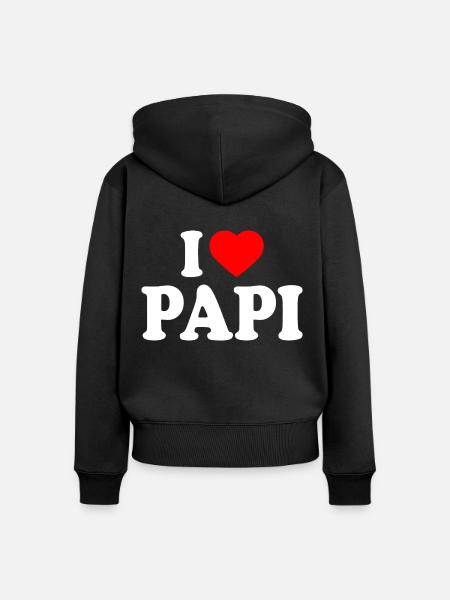 I love papi - Frauen Premium Bio Zip Hoodie - Schwarz