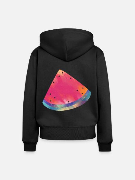 Bunte Wassermelone Sommer Lebensmittel - Frauen Premium Bio Zip Hoodie - Schwarz