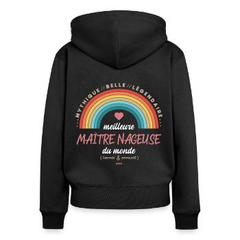Meilleure maitre nageuse du monde - Sweat à capuche zippé Premium bio Femme - noir - Dos - Julia (174cm)
