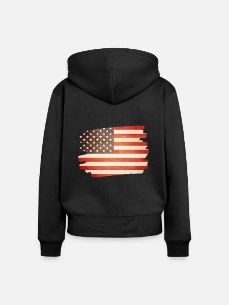 USA - Frauen Premium Bio Zip Hoodie - Schwarz
