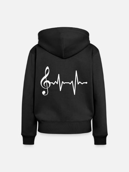 Herzschlag-Taste - Frauen Premium Bio Zip Hoodie - Schwarz