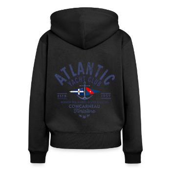 Atlantic Yacht club Concarneau Finistere blc - Sweat à capuche zippé Premium bio Femme - noir - Dos - Julia (174cm)