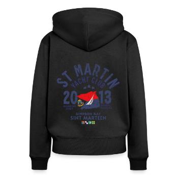St Martin Yacht club blc Copy - Sweat à capuche zippé Premium bio Femme - noir - Dos - Julia (174cm)
