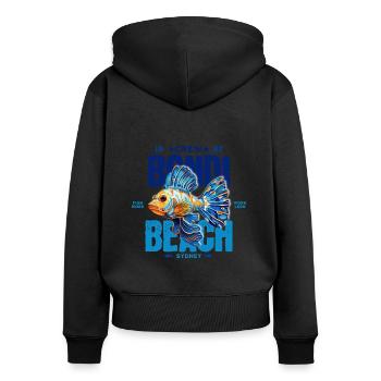 Bondi Strand 1 - Frauen Premium Bio Zip Hoodie - Schwarz - Hinten - Julia (174cm)