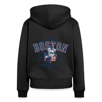 Boston classic world series MASS V2 - Frauen Premium Bio Zip Hoodie - Schwarz - Hinten - Julia (174cm)