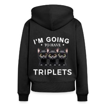I'm Going To Have Triplets Funny Cats Design - Women's Premium Organic Zip Hoodie - black - Back - Julia (174cm)