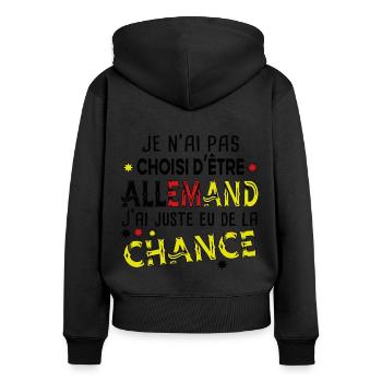 Allemand Allemagne Europe Cadeau Pays Humour Homme - Sweat à capuche zippé Premium bio Femme - noir - Dos - Julia (174cm)