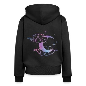 Pastel Gothique lune lune mignonne Art - Sweat à capuche zippé Premium bio Femme - noir - Dos - Julia (174cm)