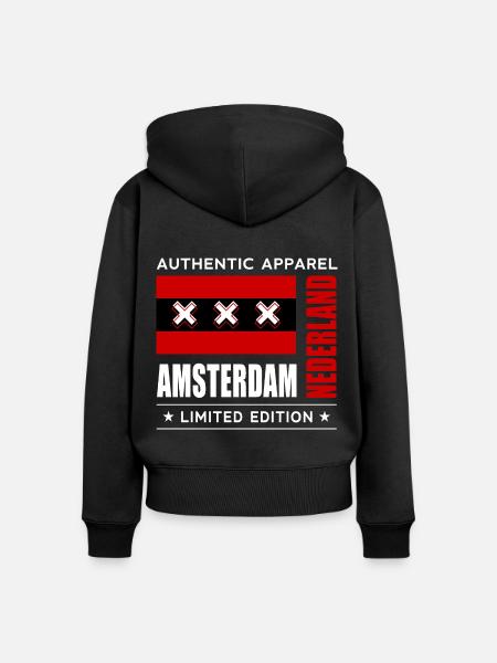 Amsterdam - Frauen Premium Bio Zip Hoodie - Schwarz