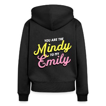 Emily In Paris You Are The Mindy To My Emily - Sweat à capuche zippé Premium bio Femme - noir - Dos - Julia (174cm)