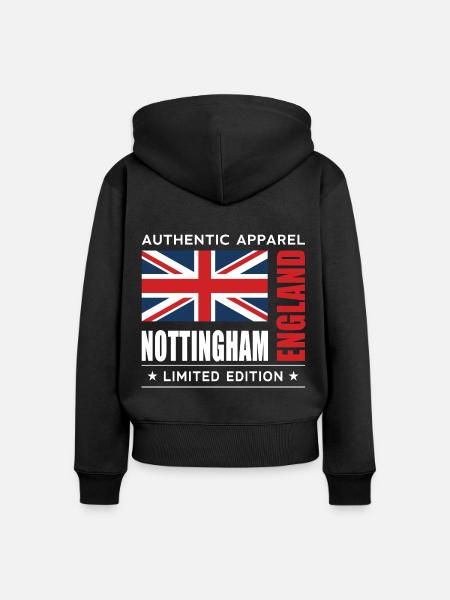 Nottingham - Frauen Premium Bio Zip Hoodie - Schwarz