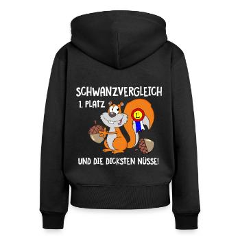 Eichhörnchen Schwanzvergleich - Frauen Premium Bio Zip Hoodie - Schwarz - Hinten - Julia (174cm)
