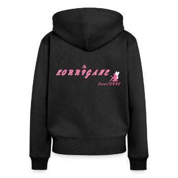 korrigane c’est mon caracTERRE - Sweat à capuche zippé Premium bio Femme - noir - Dos - Julia (174cm)