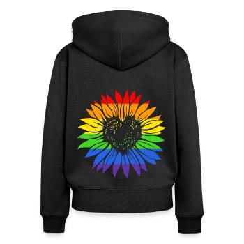 Gay Sunflower - LGBTQ Schwul Sonnenblume - Frauen Premium Bio Zip Hoodie - Schwarz - Hinten - Julia (174cm)