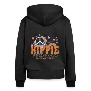 Funny Halloween Saying Hippie Halloween - Women's Premium Organic Zip Hoodie - black - Back - Julia (174cm)