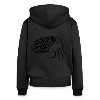 Tintenfisch reduziert auf wenige Formen - Frauen Premium Bio Zip Hoodie - Schwarz - Hinten - Julia (174cm)