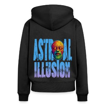 Trippy Goa Face Face Mask - Dive In - Women's Premium Organic Zip Hoodie - black - Back - Julia (174cm)