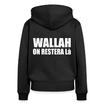 wallah en restera là - Sweat à capuche zippé Premium bio Femme - noir - Dos - Julia (174cm)