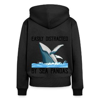 Baleines Baleines Océan Marine Biologiste Marin Plongeur Plongeurs - Sweat à capuche zippé Premium bio Femme - noir - Dos - Julia (174cm)