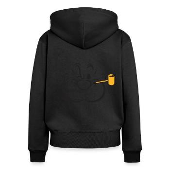 Popeye Zwinkerndes Gesicht - Frauen Premium Bio Zip Hoodie - Schwarz - Hinten - Julia (174cm)