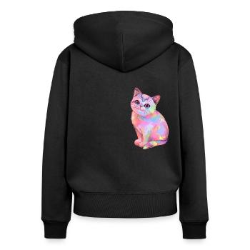 Colorful, magical cat - Women's Premium Organic Zip Hoodie - black - Back - Julia (174cm)