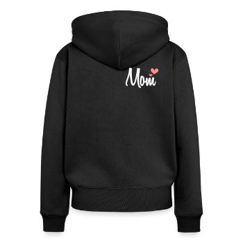 Mom - Frauen Premium Bio Zip Hoodie - Schwarz - Hinten - Julia (174cm)