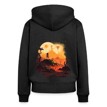 extraterrestre sombre - Sweat à capuche zippé Premium bio Femme - noir - Dos - Julia (174cm)