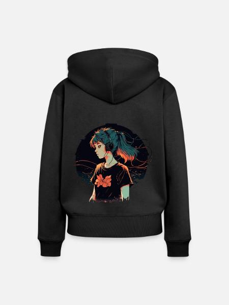Mädchen - Frauen Premium Bio Zip Hoodie - Schwarz